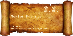 Mekler Márta névjegykártya